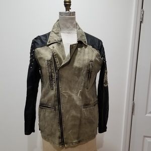 UO - Olive Denim / Vegan Leather Jacket